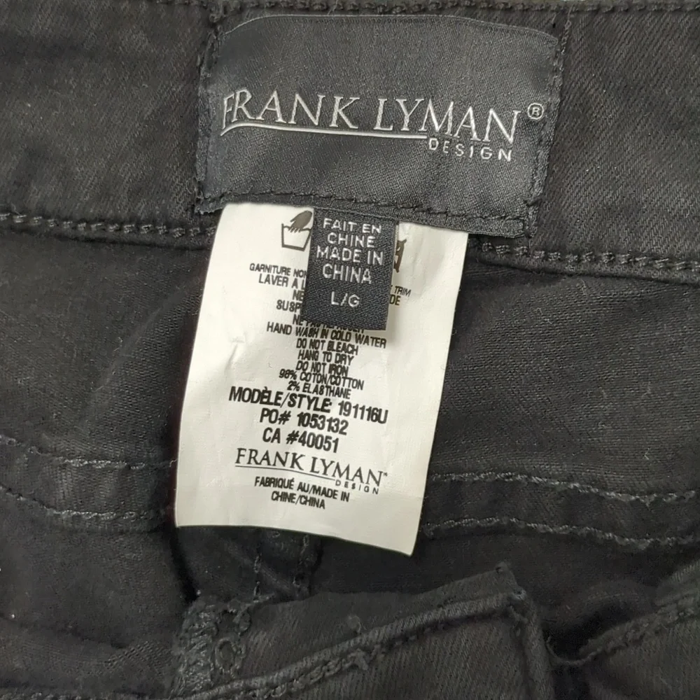 Frank Lyman Black slim leg jean with pearl bow detail at the back hemline Size L - Picture 7 of 8